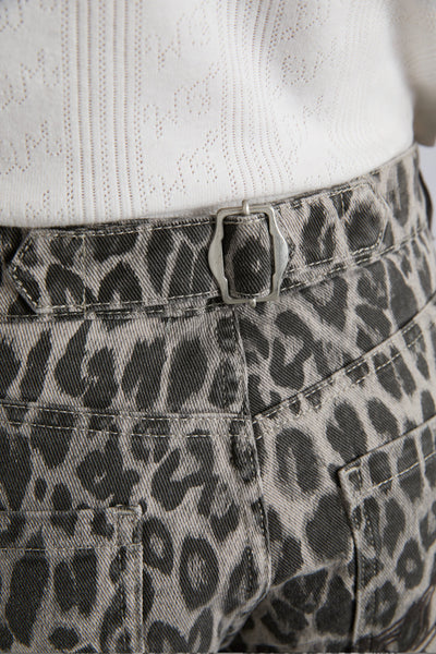 Drew Cargo Jeans, Leopard Charcoal