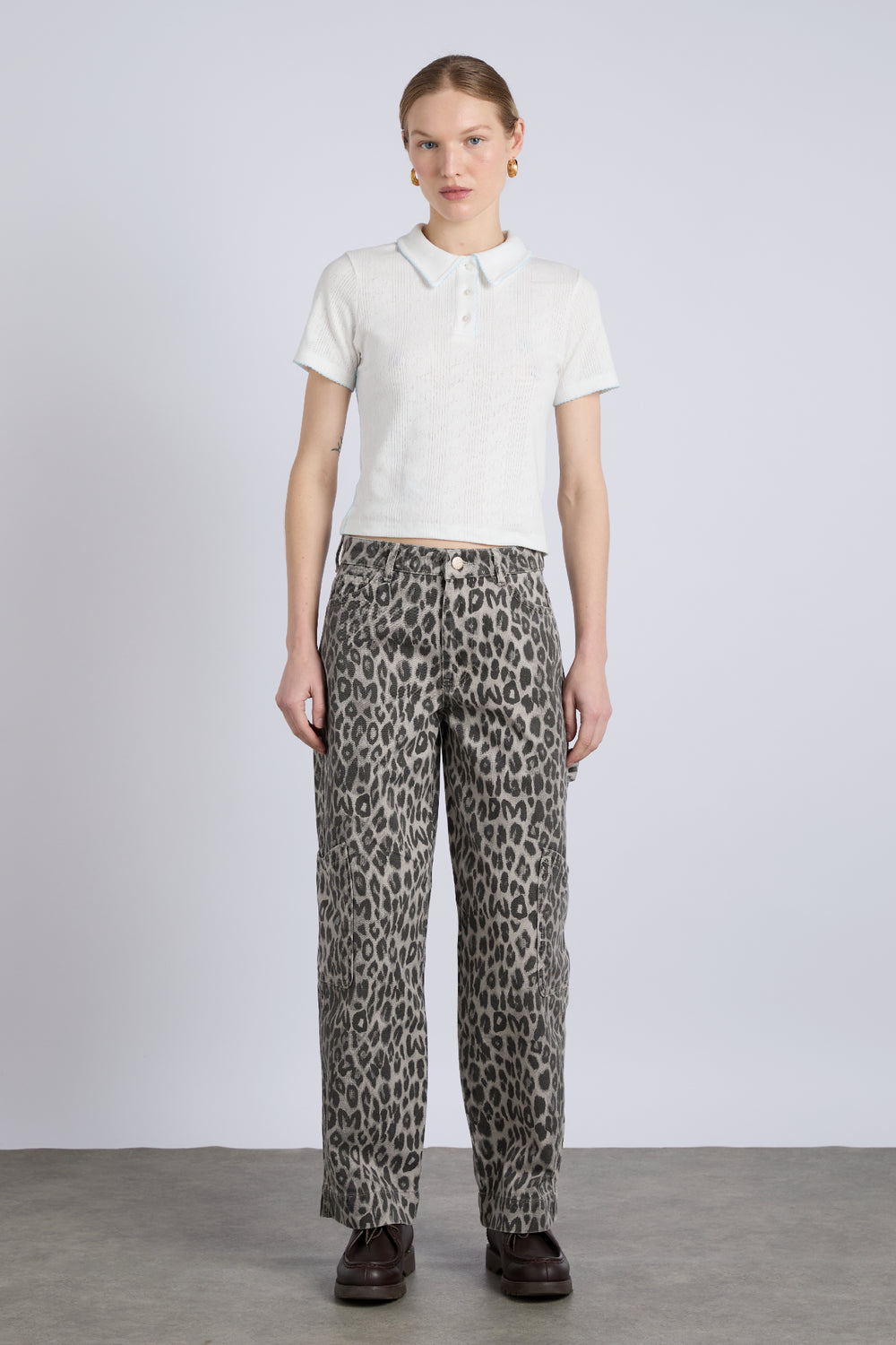 Drew Cargo Jeans, Leopard Charcoal