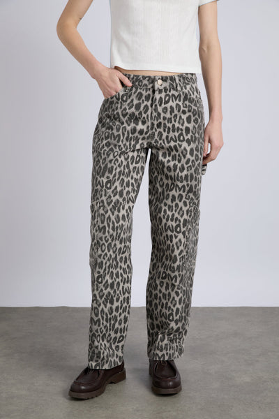 Drew Cargo Jeans, Leopard Charcoal