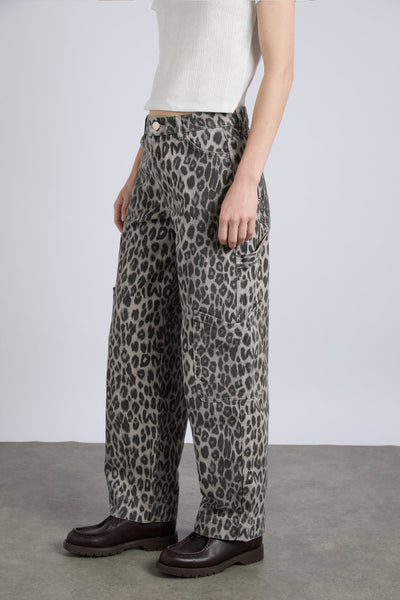 Drew Cargo Jeans, Leopard Charcoal