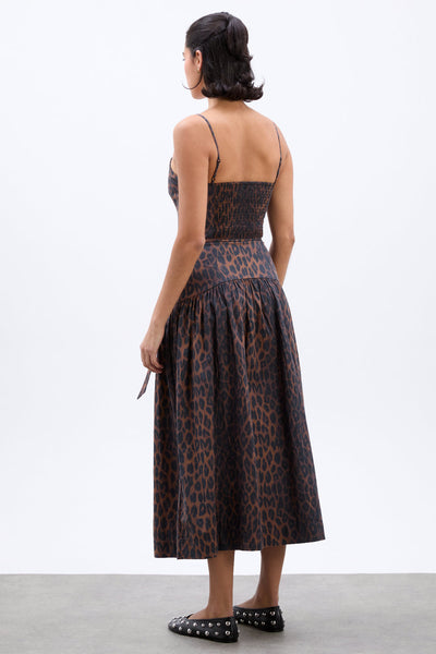 Persephone Midi Dress, Dark Leopard