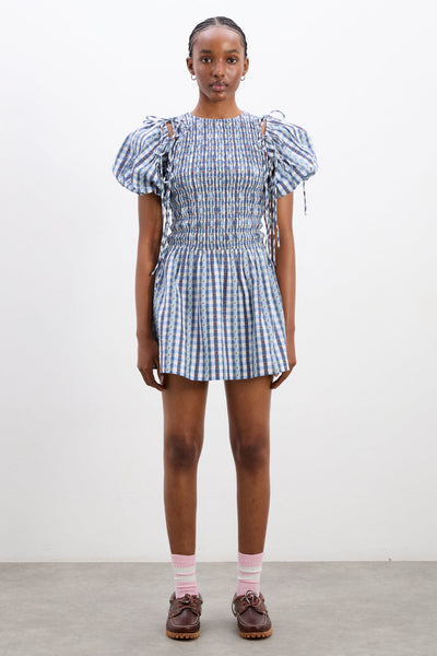 Becca Bubble Mini Dress, Blue Margot