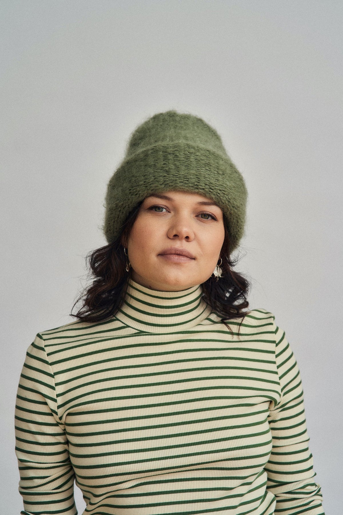 Cloud Mohair Beanie, Sage Green