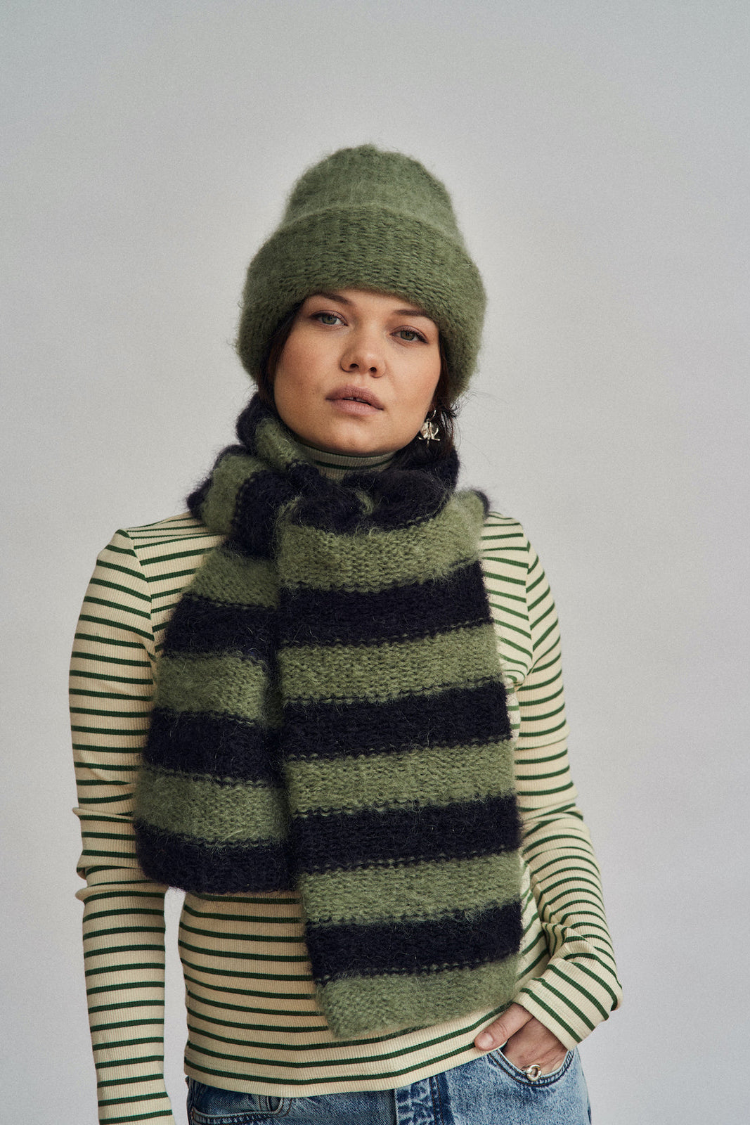 Cloud Mohair Beanie, Sage Green