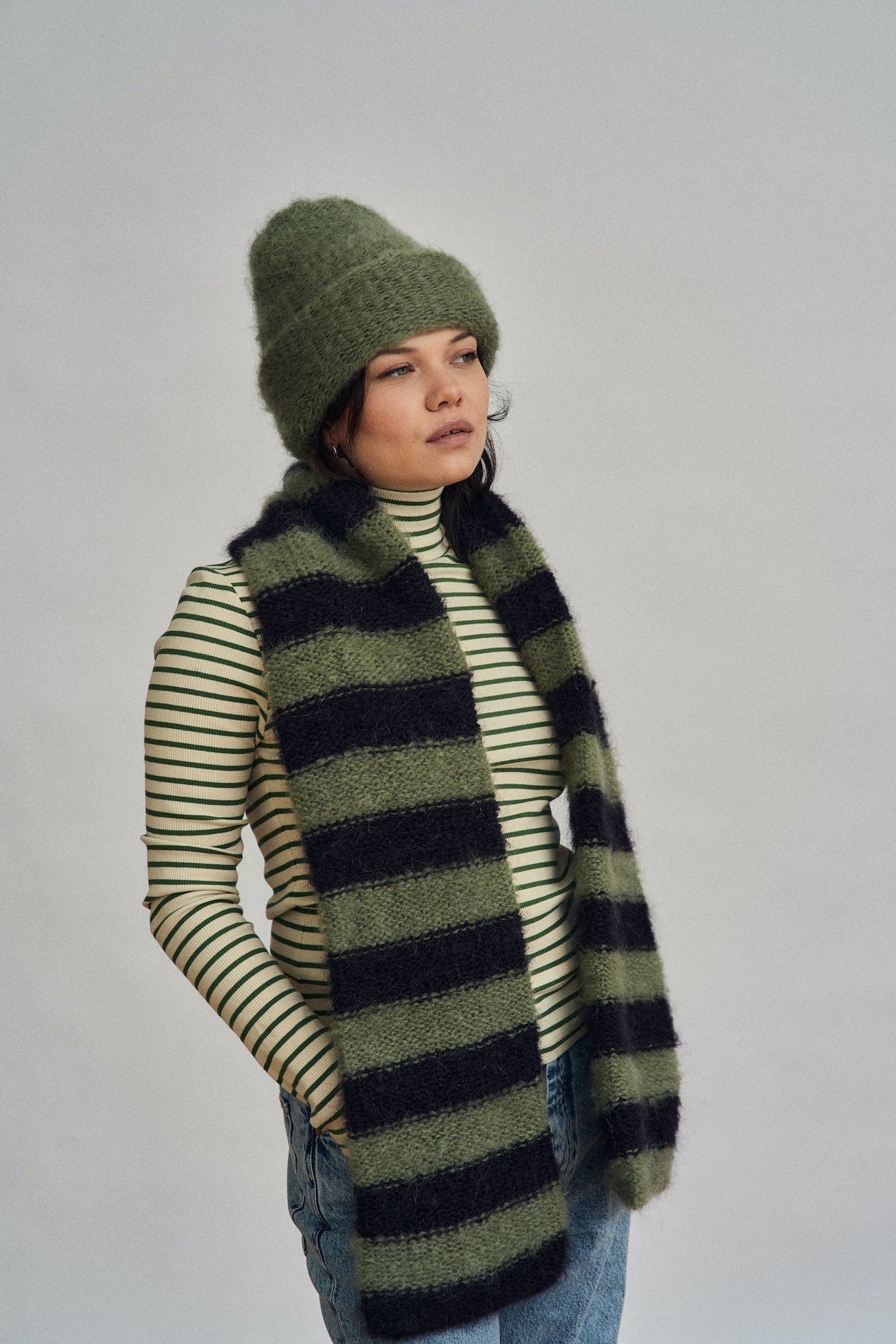 Cloud Mohair Beanie, Sage Green