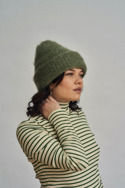 Cloud Mohair Beanie, Sage Green