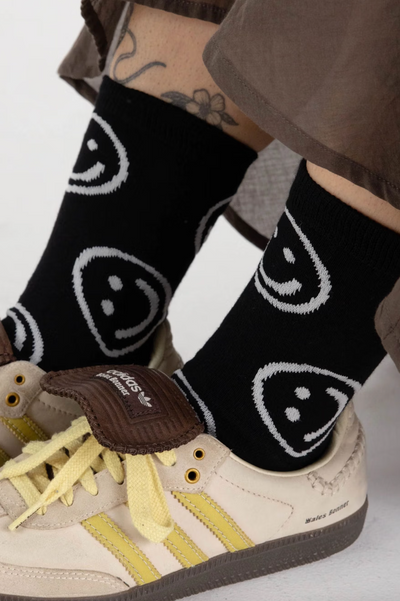 Crew Socks, Black Happy