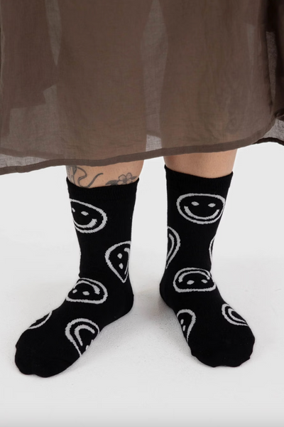 Crew Socks, Black Happy