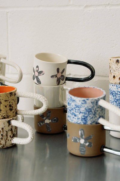 Pink/Black Flower Mug