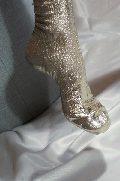Ribbed Laminated Platino Socks