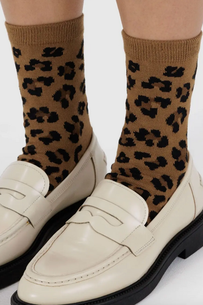 Crew Socks, Dark Leopard