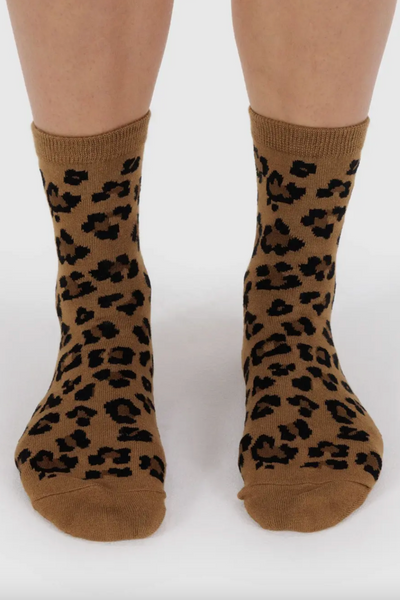 Crew Socks, Dark Leopard