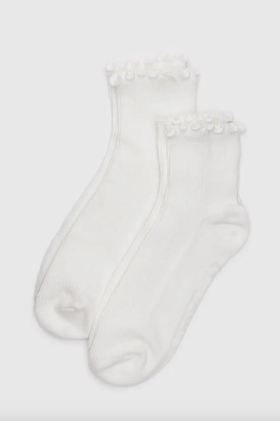 Lettuce Edge Sock, Set of 2 White