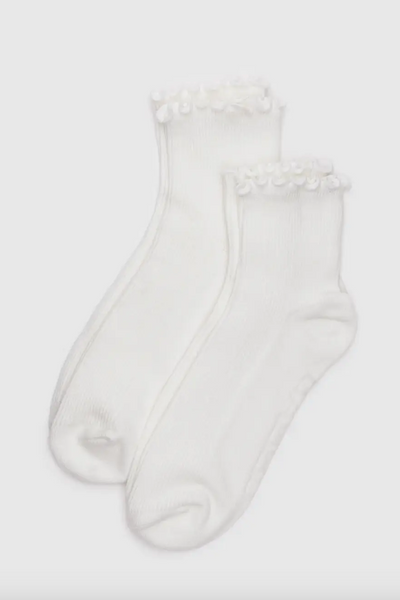 Lettuce Edge Sock, Set of 2 White