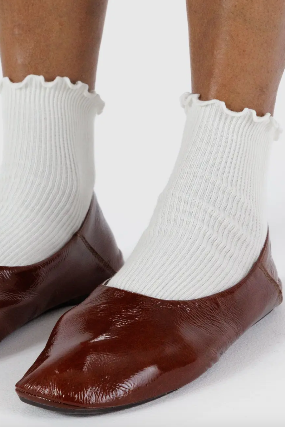 Lettuce Edge Sock, Set of 2 White