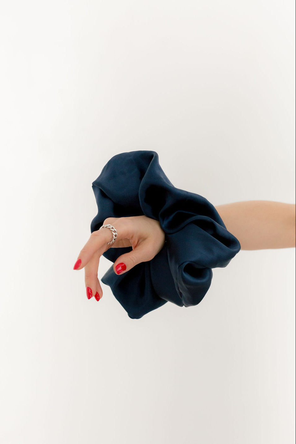 Oversized Silk Scrunchie, Navy