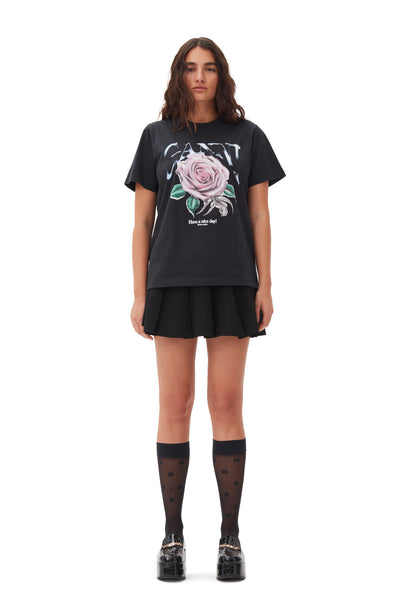 Black Basic Jersey Rose Relaxed T-shirt