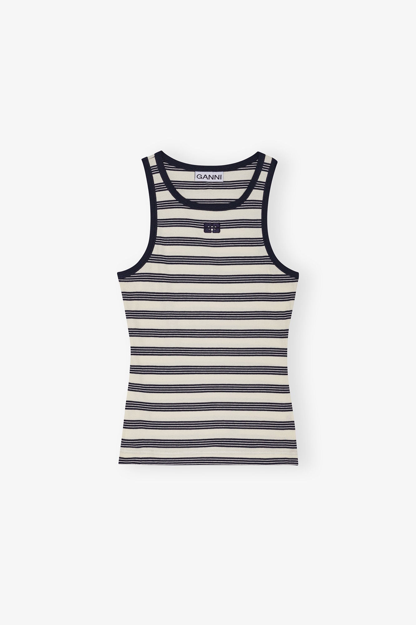 Striped Soft Cotton Rib Tank Top, Sky Captain