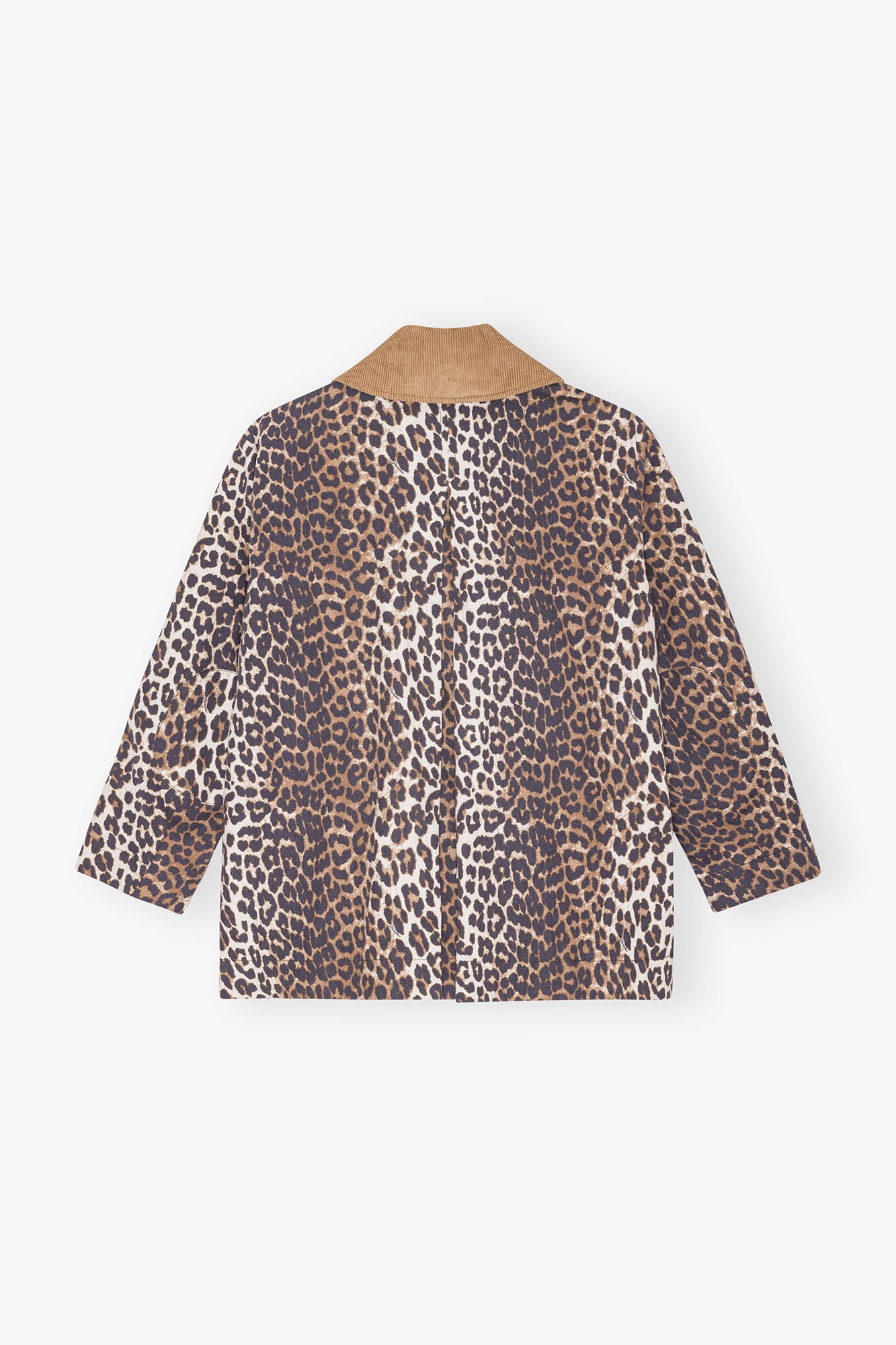 Leopard Printed Canvas Midi Jacket