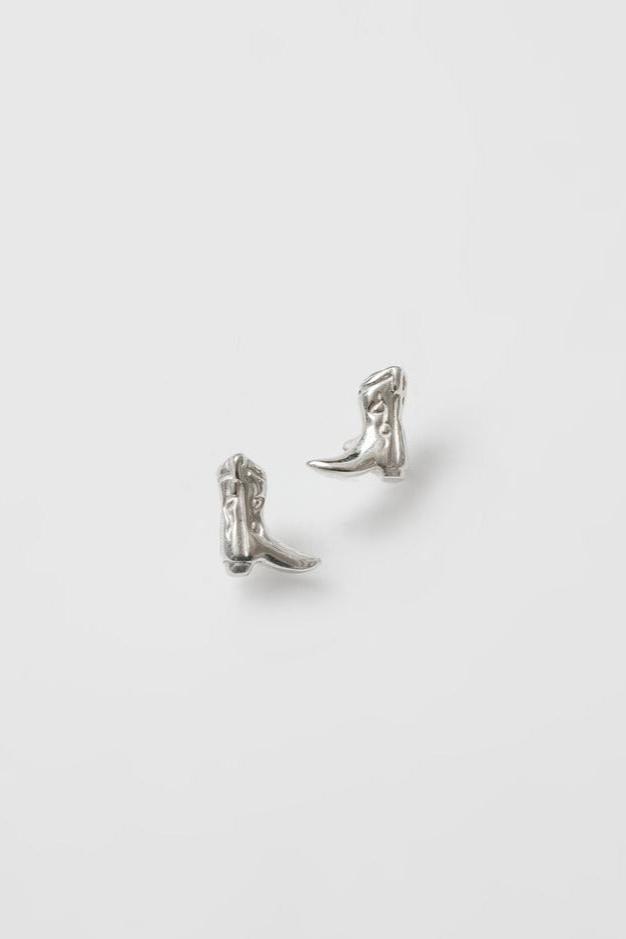 Cowboy Boot Stud Earrings, Silver