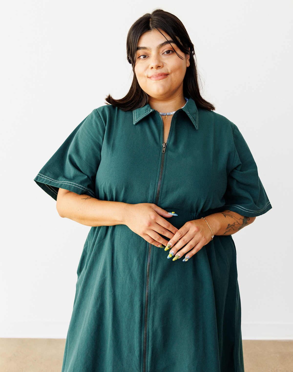 Long Utility Dress, Hunter Green
