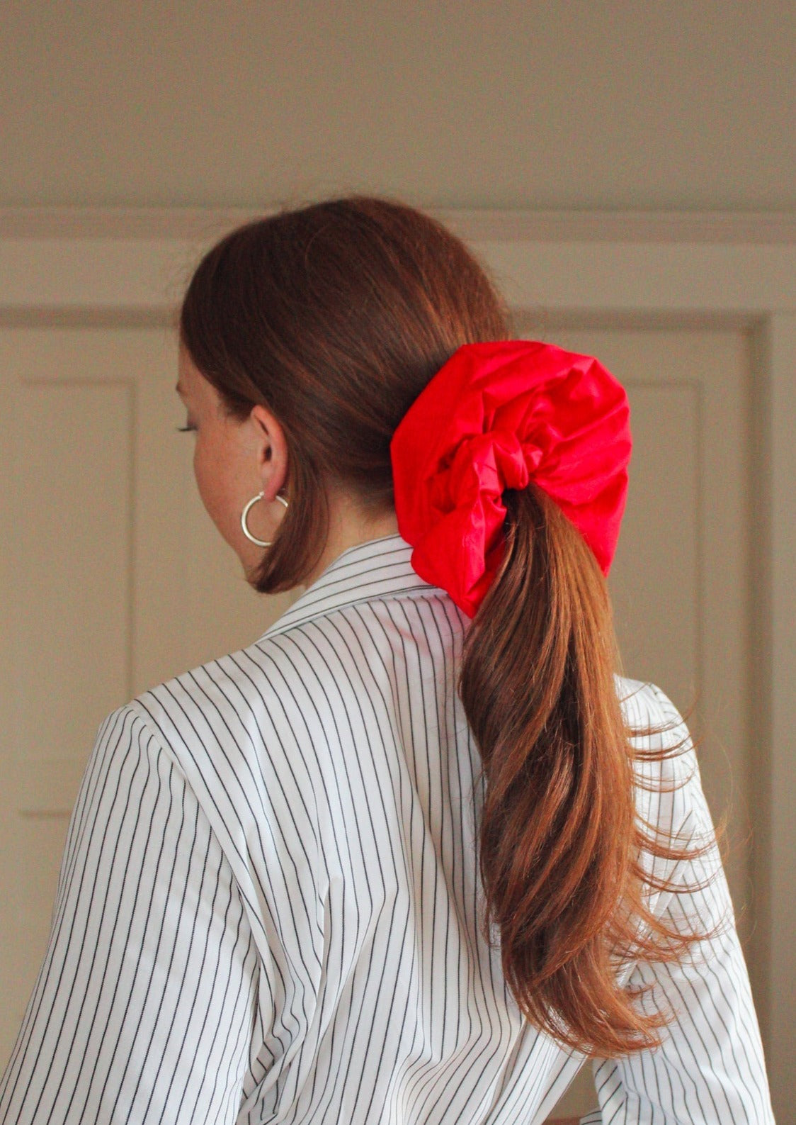 Oversized Cotton Scrunchie, Red