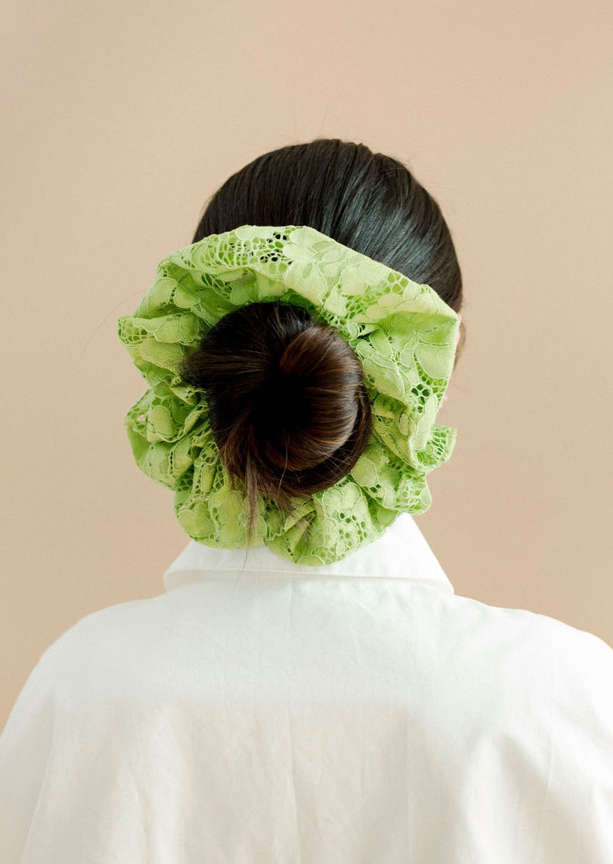 Oversized Lace Scrunchie, Lime
