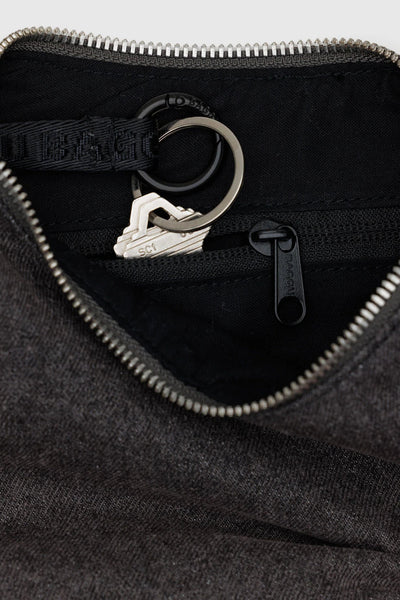Small Denim Crescent Bag, Washed Black