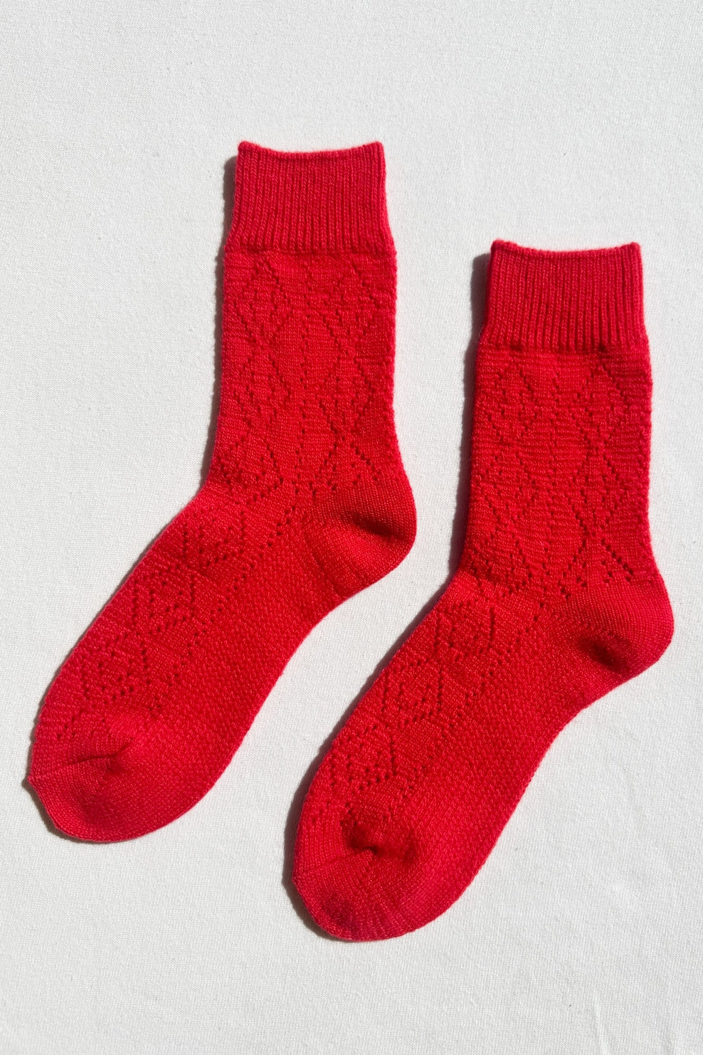 Cashmere Pointelle Socks, Red