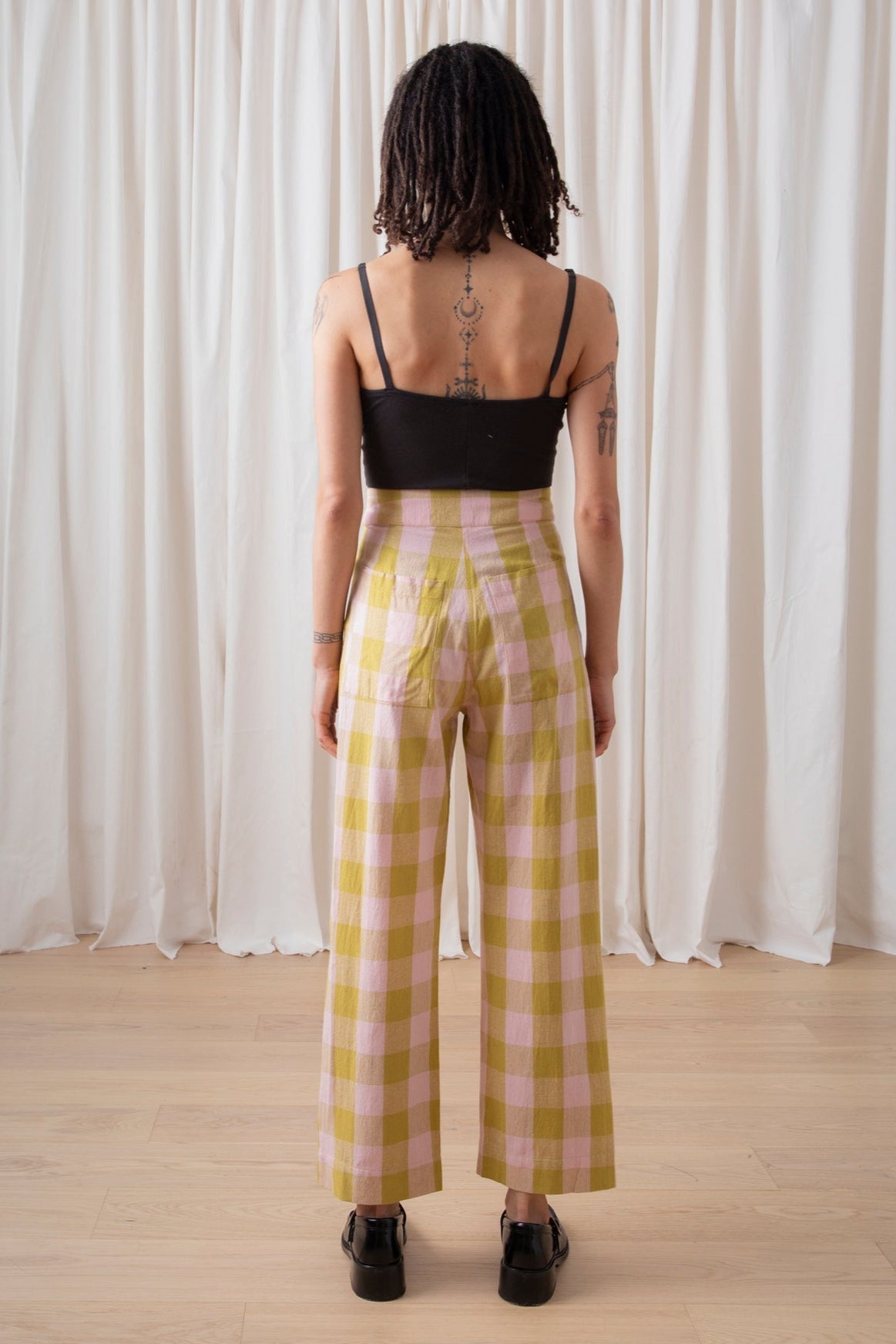 Raw Silk Fly-Front Pant, Chartreuse Pink