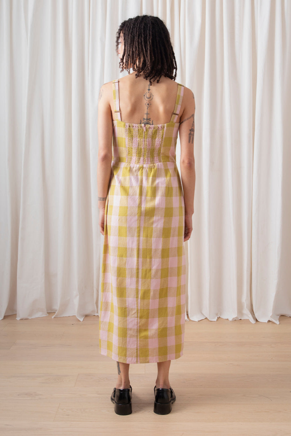 Column Dress, Chartreuse Pink