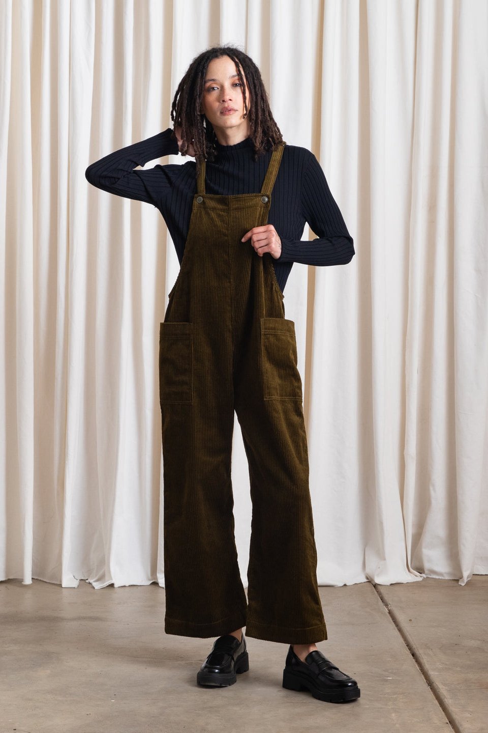 Overall Jumper, Olive Corduroy