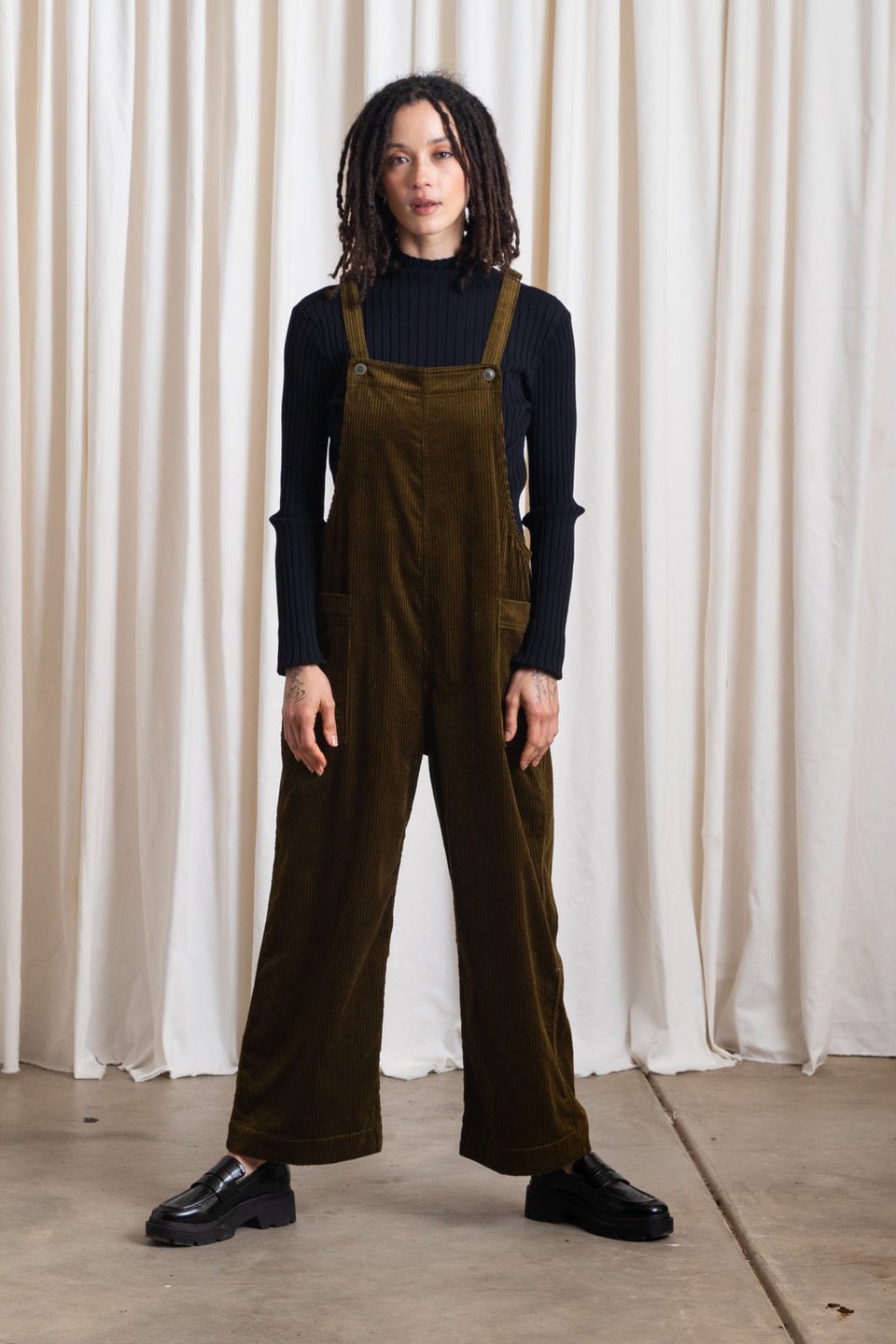 Overall Jumper, Olive Corduroy