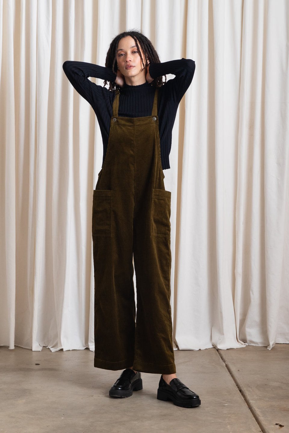 Overall Jumper, Olive Corduroy