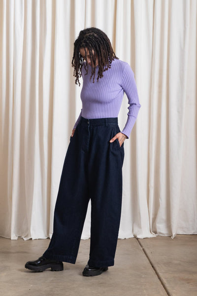 Ribbed Mockneck Sweater, Lilac