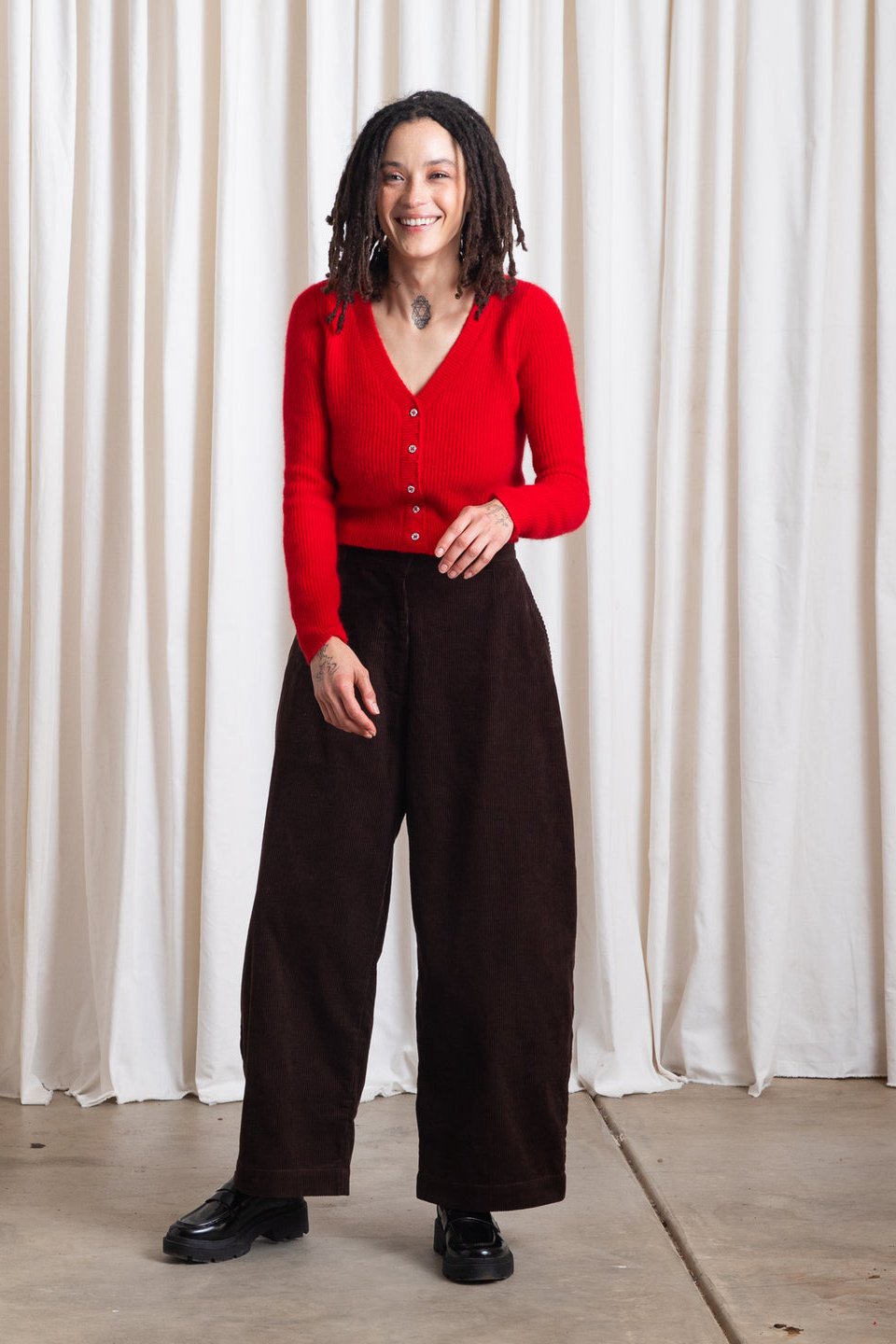 Loose Barrel Pant, Chocolate Corduroy