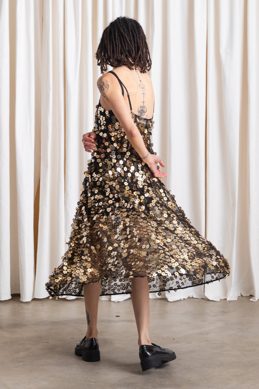 Full Hem Dress, Flower Sequins