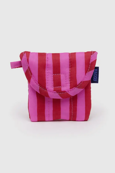 Puffy Airpods Case, Pink & Red Painted Stripe