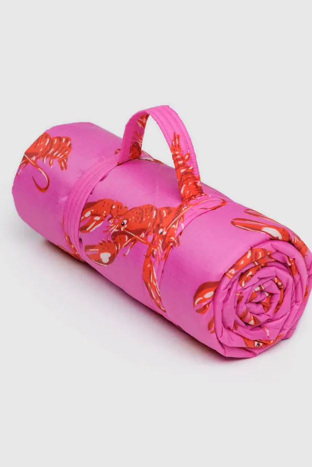 Puffy Picnic Blanket, Pink Lobster