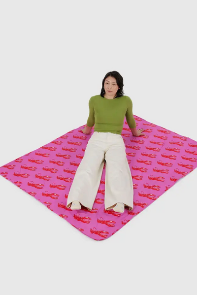 Puffy Picnic Blanket, Pink Lobster