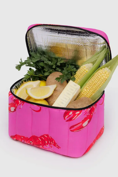Puffy Lunch Bag, Pink Lobster