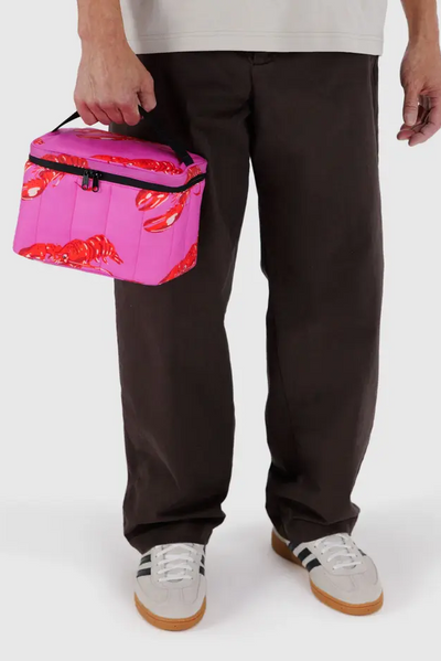 Puffy Lunch Bag, Pink Lobster