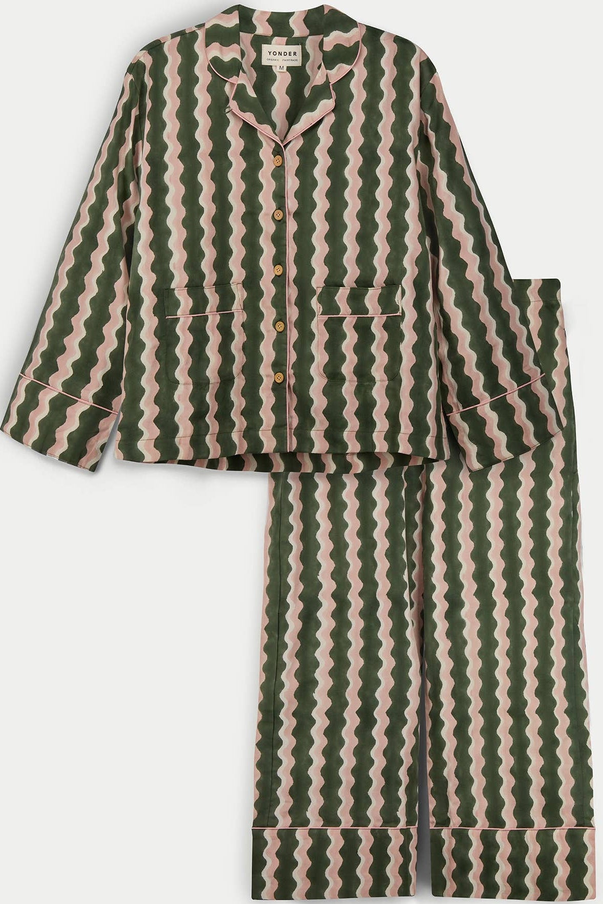 Womens Frill Pyjama Set, Whirly Fern, Preorder*