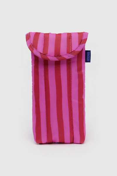 Puffy Glasses Sleeve, Pink & Red Painted Stripe