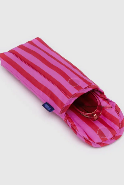 Puffy Glasses Sleeve, Pink & Red Painted Stripe