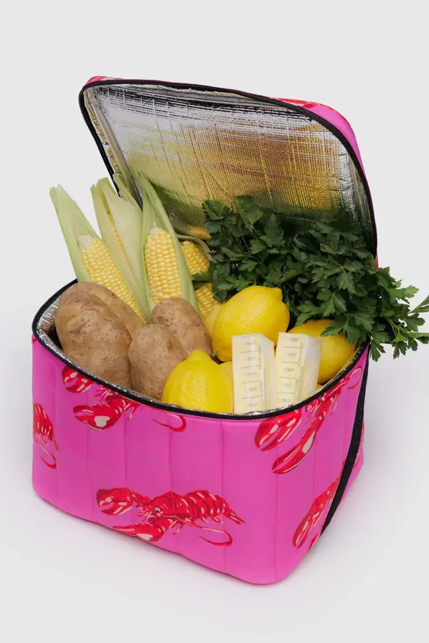 Puffy Cooler Bag, Pink Lobster