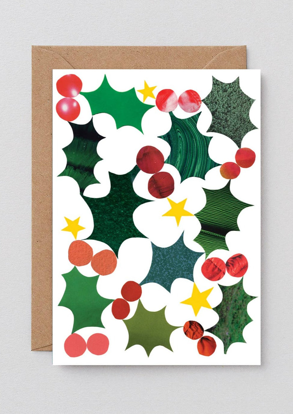 Embossed Holly Holiday Greeting Card