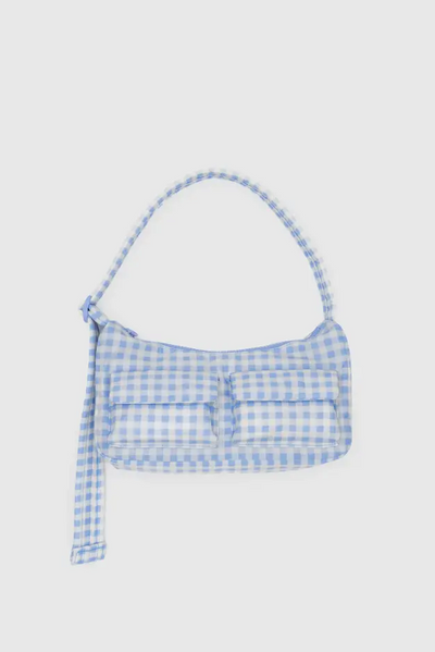 Cargo Shoulder Bag, Light Blue Gingham