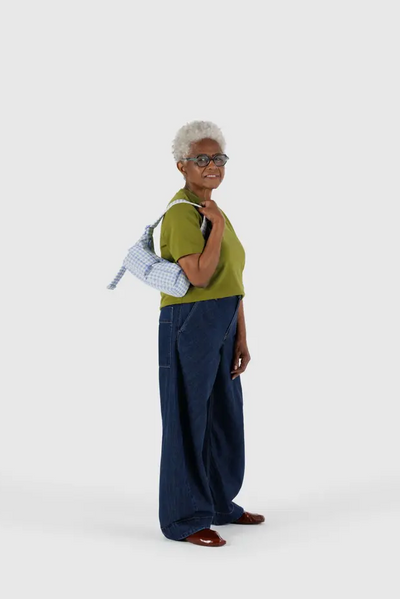 Cargo Shoulder Bag, Light Blue Gingham