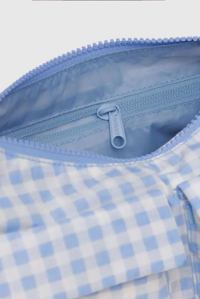 Cargo Shoulder Bag, Light Blue Gingham